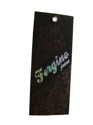 kupować Spersonalizowany kostium niestandardowy Czarny papier Swing Tagi Wytłoczone logo holograficzne online manufacture