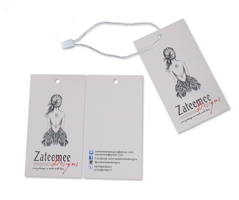 kupować Niestandardowe drukowane spersonalizowane ubrania Centerfold Paper Swing Tags Dostawca online manufacture